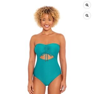 NWT Teal Strapless One Piece Swimsuit S/M